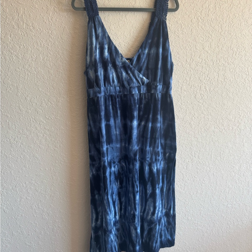 Faded Glory Tie-Dye Midi Dress with Lace Sleeves 💙🩵 - XL